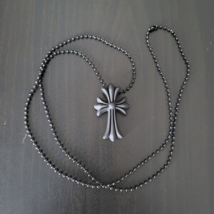 Goth Black Silicone Cross Necklace